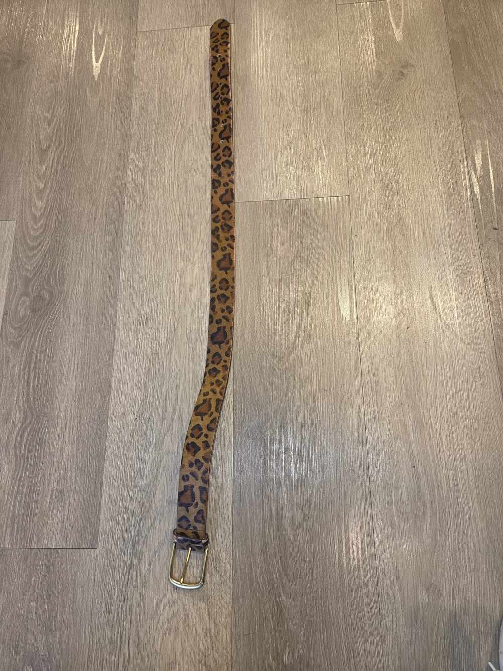 J.Crew Women's Leopard Print Calf Hair Leather Belt Gold Buckle - Picture 2 of 2